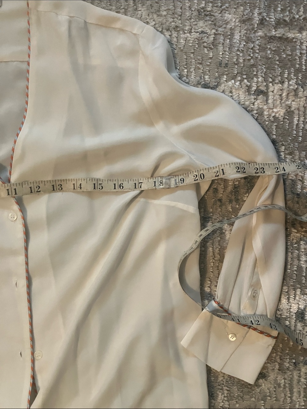 Sandro Cream Top with Orange and Light Blue Braid Trim - Picture 6 of 10